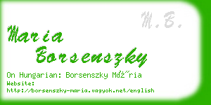 maria borsenszky business card